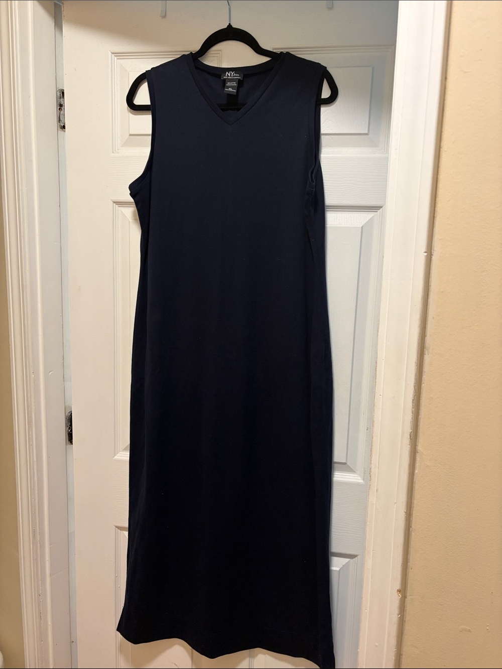 New York & Company Navy Sleeveless V-Neck Maxi Dress